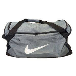 Nike Gray Black Duffel Bag Large Swoosh Gym Travel Training